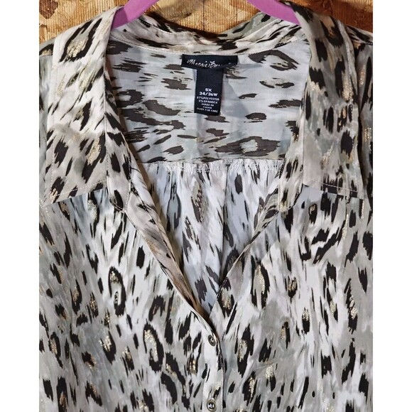 Maggie Barnes Womens Leopard Print Blouse 5x (34/36W) - Vintage - Picture 5 of 8